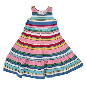 Hanna Andersson Sleeveless Tiered Tank Dress Size 5 Colorful Rainbow Stripe 110